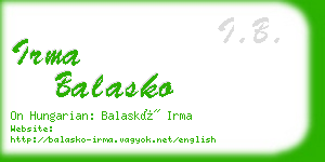 irma balasko business card